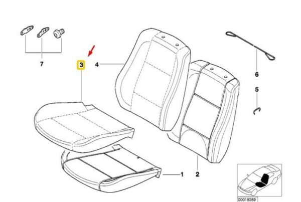 52108267586 - BMW 3 E46 Front Seat Cover 52108267586 NEW GENUINE