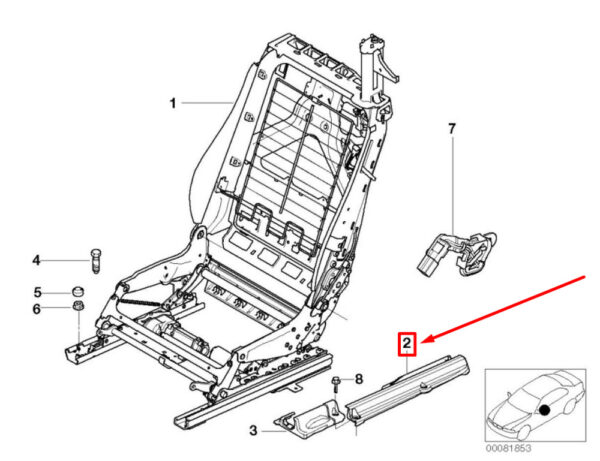 52108270024 - BMW 6 E64 seat-back frame rear right 8270024 52108270024 NEW ORIGINAL