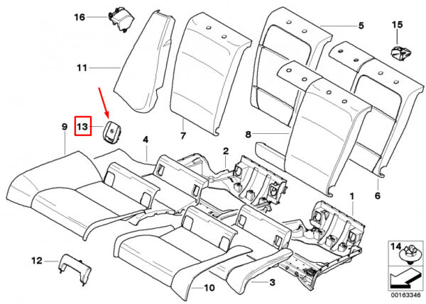 52206970744 - BMW 3 E92 Rear Seat Black Isofix Mount Cover 52206970744 New Genuine