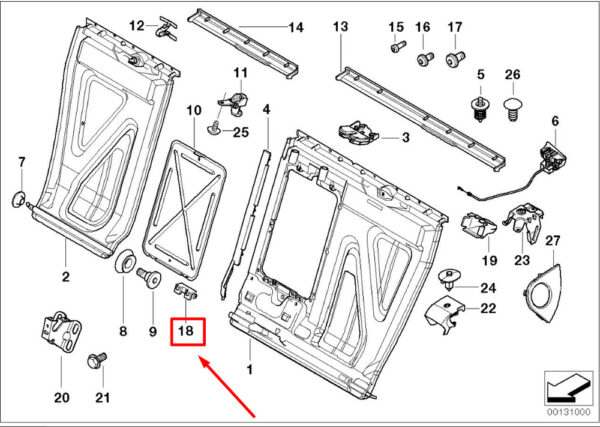 52207000334 - BMW 3 E46 Rear Seat Frame Hinge 52207000334 7000334 NEW GENUINE
