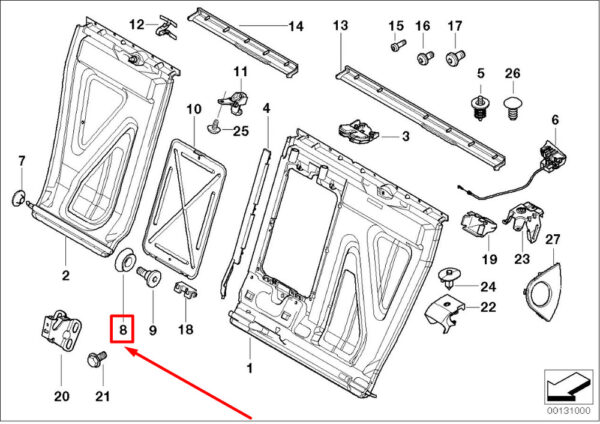 52207008615 - BMW 3 Series E46 rear seat socket bearing 52207008615 7008615 new original