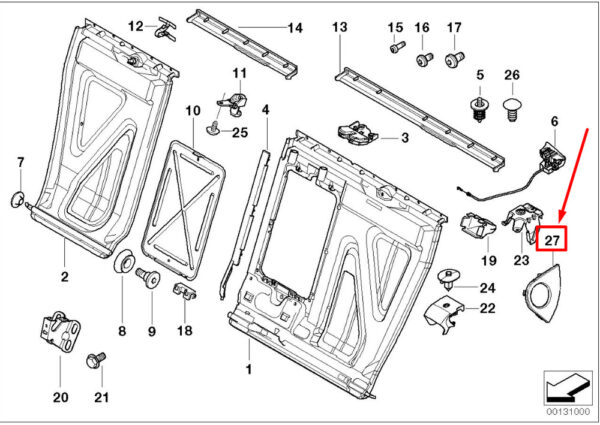52207028329 - BMW 3 E46 left ventilation window cover 52207028329 7028329, new original