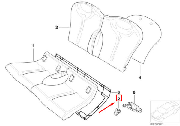 52207043173 - MINI CONVERTIBLE R52 ISOFIX REAR LEFT SEAT COVER 52207043173 GENUINE