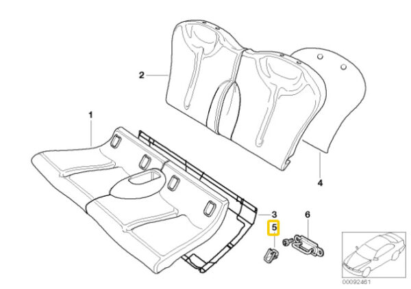 52207043174 - NEW MINI COOPER R50 R52 R53 REAR SEAT ISOFIX COVER RIGHT 7043174 ORIGINAL