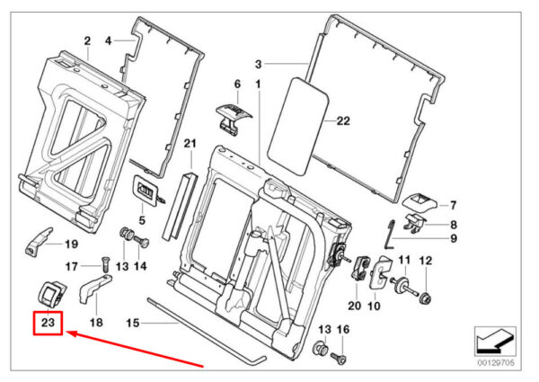 52207053140 - BMW 5 E39 rear seat ISOFIX cover 52207053140 7053140 NEW ORIGINAL