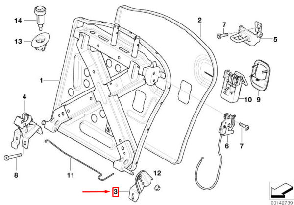 52207111057 - MINI CONVERTIBLE R52 LEFT REAR SEAT FRAME BRACKET 7111057 52207111057 NEW GENUINE