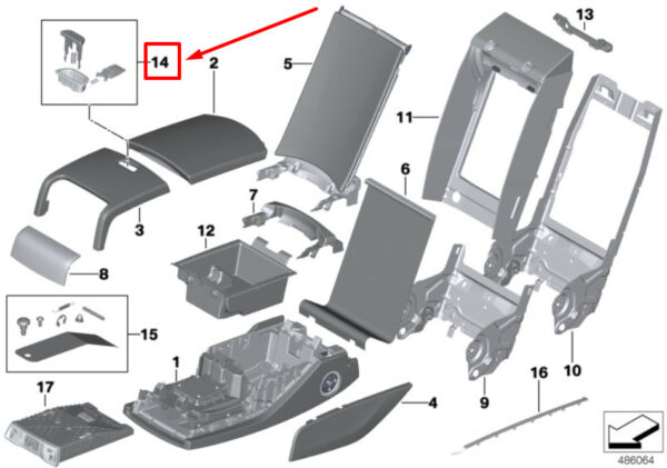 52207351572 - BMW 7 Series G11, G12 storage compartment button 52207351572 7351572 NEW ORIGINAL