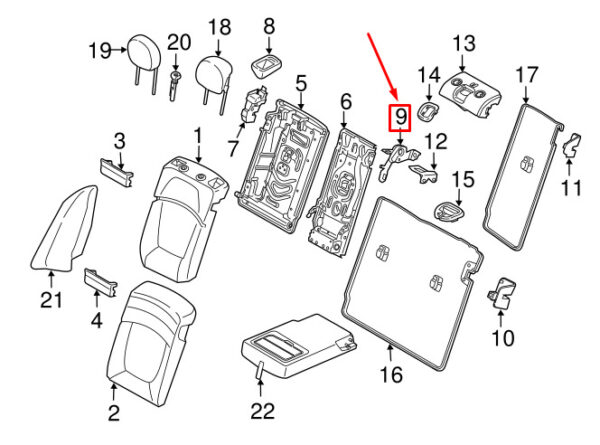 52207382725 - MINI CLUBMAN F54 REAR LEFT SEAT ADJUSTABLE STRIKER 52207382725 GENUINE