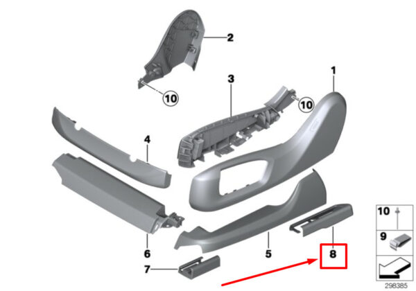 52207408215 - New BMW 7 G11, G12 Seat Rail Trim Rear Left 52207408215 7408215