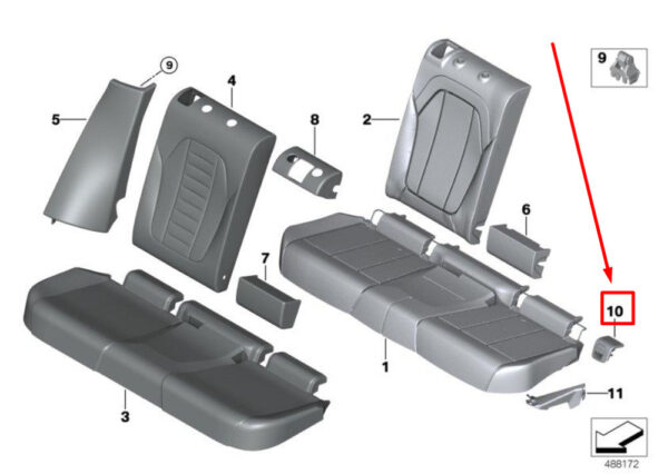 52207474110 - NEW BMW X3 F25 REAR RIGHT SEAT ISOFIX COVER 7474110 52207474110 ORIGINAL