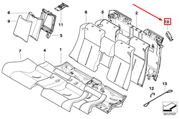 52207918706 - BMW 6 E64 Seat Belt Outlet Cover Rear Right 52207918706 7918706 NEW GENUINE