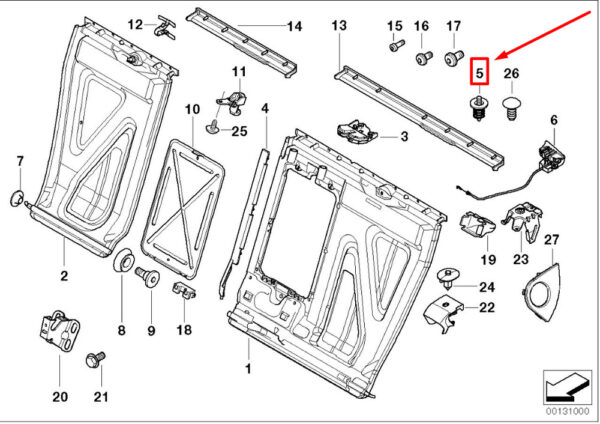 52208240452 - BMW 3 E46 rear seat ejector 52208240452 8240452 NEW ORIGINAL
