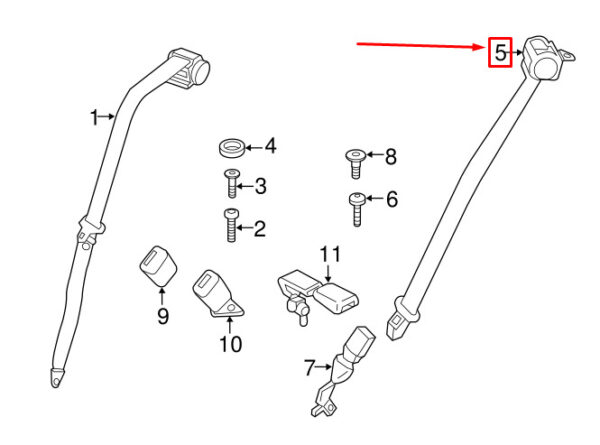 52209808861 - MINI COUNTRYMAN R60 REAR CENTER UPPER SEAT BELT 52209808861 NEW GENUINE