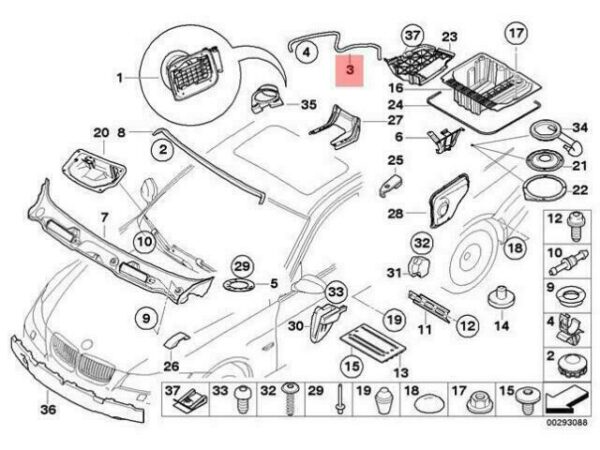 54107198035 - OEM BMW E90 E90N E91 E91N E92 E92N REAR WATER OUTLET HOSE 54107198035 GENUINE