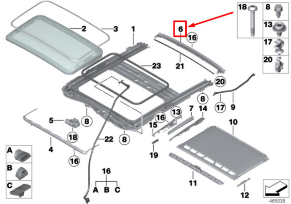 54107276420 - BMW 3 F30, F80 sunroof drip strip 54107276420 7276420 NEW ORIGINAL