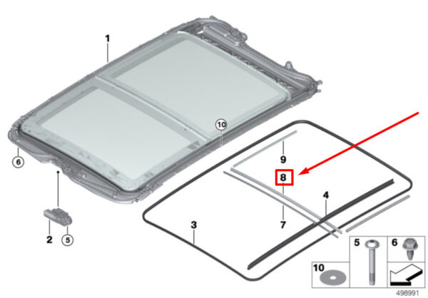 54107430393 - NEW BMW X1 F48 FRONT GLASS COVER GASKET 54107430393 7430393 GENUINE