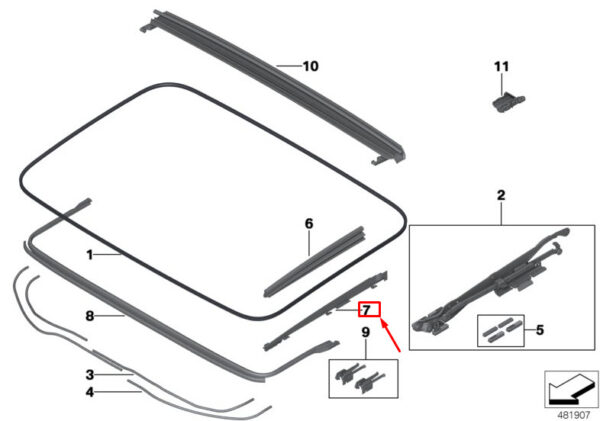 54107474470 - BMW 5 Touring G31 Inner Sunroof Covering 54107474470 NEW GENUINE