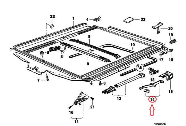 54128119050 - BMW 3 E36 sunroof water duct repair  5412119050, original part