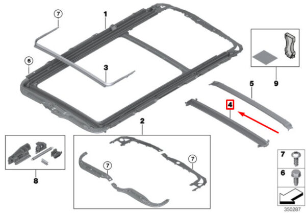 54137170932 - NEW BMW X5 F15, F85 SUNROOF FRONT DRIP MOULDING 7170932 54137170932 ORIGINAL