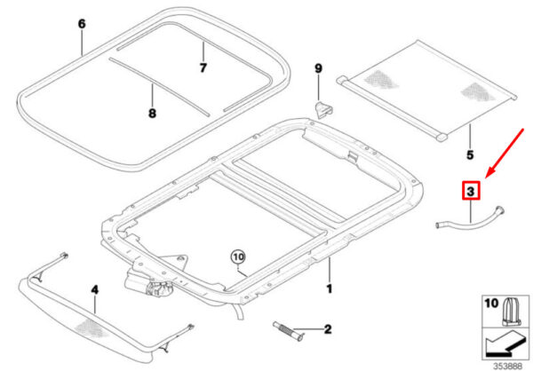 54137174869 - NEW MINI COOPER R56 REAR SUNROOF OUTLET DRAIN HOSE 7174869 54137174869 ORIGINAL