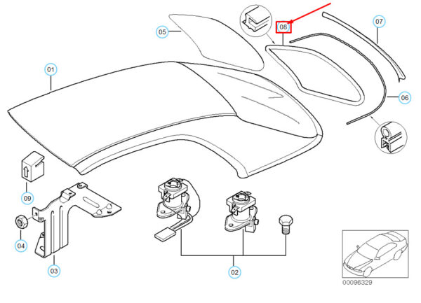 54218228911 - BMW 3 E46 convertible rear window cover 54218228911 8228911 NEW REAL