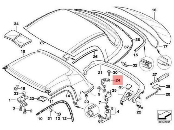 54218410544 - OEM BMW Z3 ROADSTER REMOVABLE TOP-LOCK BRACKET 54218410544 GENUINE NEW