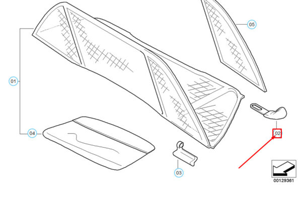 54317037390 - OEM BMW 3 CONVERTIBLE E46 WIND DEFLECTOR RIGHT SUPPORT PLATE 54317037390 GENUINE