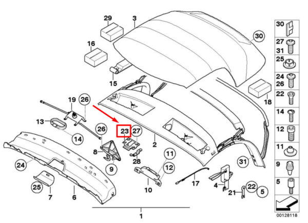 54317043879 - NEW BMW Z4 ROADSTER E85 CONVERTIBLE SOFT TOP LOCK 7043879 54317043879