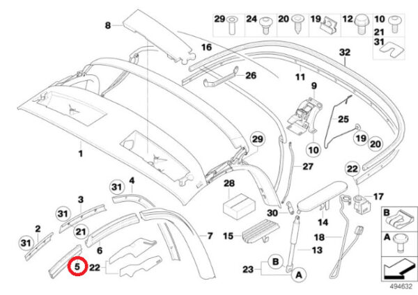 54317043891 - New Genuine BMW Z4 E85 Exterior Window Guide Seal - Front Left 7043891 OEM