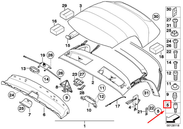 54317062589 - NEW BMW Z4 ROADSTER E85 ROOF THREAD SCREW 54317062589 7062589 ORIGINAL