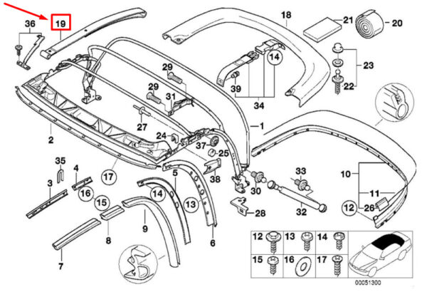 54318401635 - NEW BMW Z3 COUPE E36 REAR LEFT TENSIONING BELT 54318401635 8401635 ORIGINAL