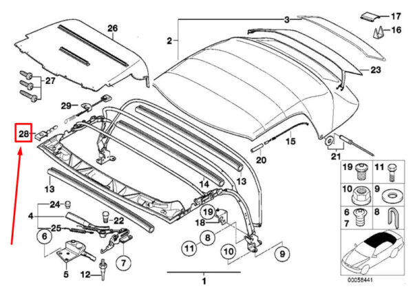 54318413880 - BMW 3 Series Compact E36 folding cover holder right 8413880 54318413880 NEW ORIGINAL