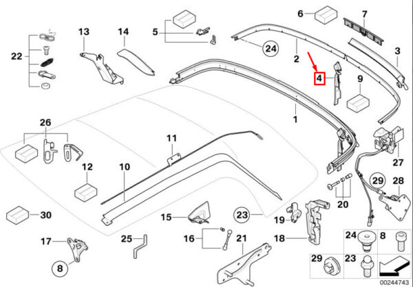 54347162752 - MINI CONVERTIBLE R52 RIGHT SUNROOF LOCK 7162752 54347162752 NEW GENUINE