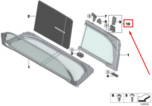 54347359741 - NEW BMW 4 CONVERTIBLE F33 F83 WIND DEFLECTOR HOUSING 7359741 54347359741 ORIGINAL