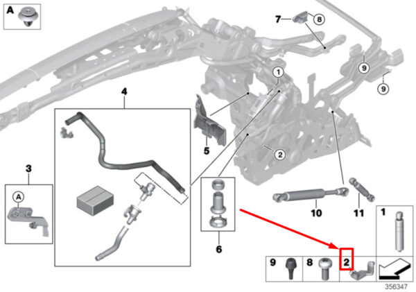 54377197978 - BMW F33 F83 Right Frame Retractable Top Stopper 54377197978 7197978 NEW