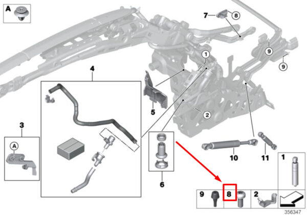 54377197986 - BMW 4 convertible F33, F83 lower head screw 7197986 54377197986 NEW ORIGINAL