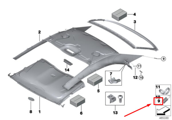 54377206485 - NEW BMW E93 F33 F83 M4 HARDTOP RETACTABLE HEADLINER 54377206485 GENUINE