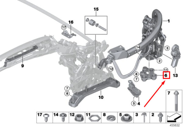 54377375257 - NEW BMW 4 F33 F83 REAR LEFT MODULE MAIN BEAR. BRAKKET 7375257 54377375257