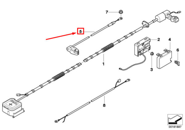 61121508937 - NEW OEM MINI COOPER R50, R53 NEGATIVE BATTERY CABLE 61121508937 GENUINE