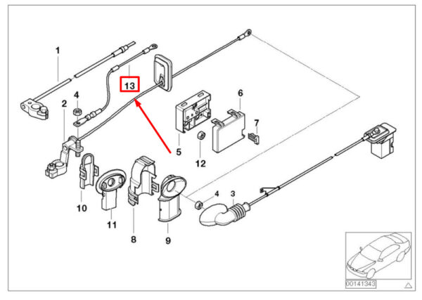 61126957943 - BMW 3 Series E46 connecting cable B+ 61126957943 6957943 NEW ORIGINAL
