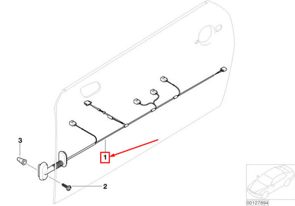 61126975044 - MINI CONVERTIBLE R52 FRONT LEFT DOOR WIRING HARNESS 61126975044 6975044 NEW GENUINE