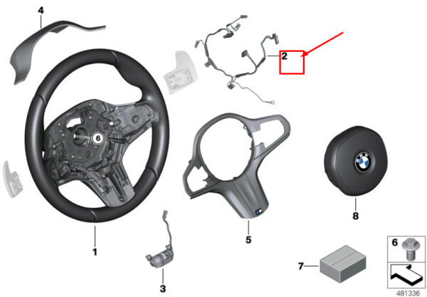 61128038856 - NEW BMW 5 TOURING G31 STEERING WHEEL HARNESS 61128038856 ORIGINAL