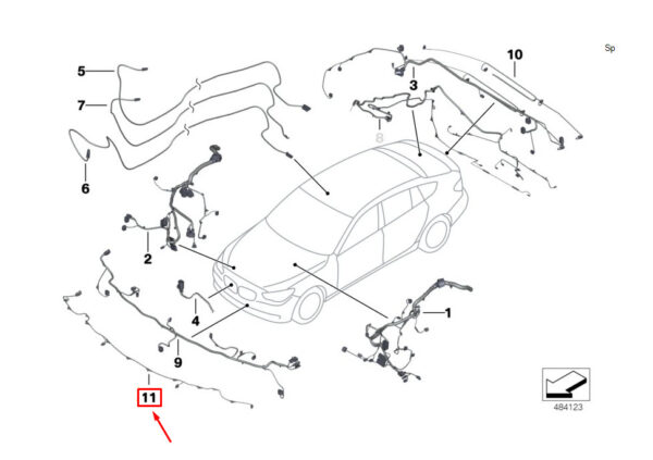 61129256063 - NEW OEM BMW 5 F10 FRONT PDC WIRING SET 61129256063 9256063 GENUINE