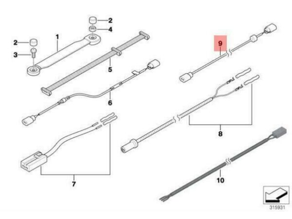 61129274698 - OEM BMW E90N E91N E92N ADAPTER LEAD PEDESTRIAN PROTECTION 61129274698 GENUINE