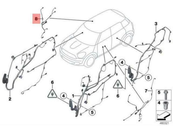 61129360357 - OEM BMW F55 F56 R60 DOOR WIRING HARNESS ADAPTER REAR 61129360357 GENUINE NEW