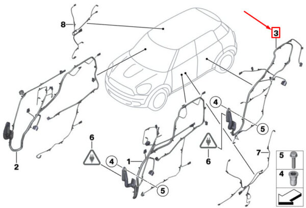 61129811264 - MINI COUNTRYMAN R60 REAR DOOR WIRING HARNESS 9811264 61129811264 NEW GENUINE