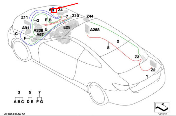 61129835613 - BMW 4 Coupe G22 B+ Power Distribution Box Supply Line 61129835613 GENUINE