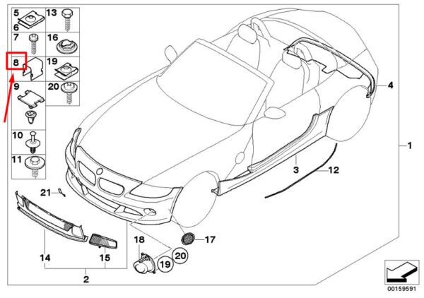 61131925120 - NEW BMW Z4 ROADSTER E85 BODY CLIP 61131925120 1925120 ORIGINAL