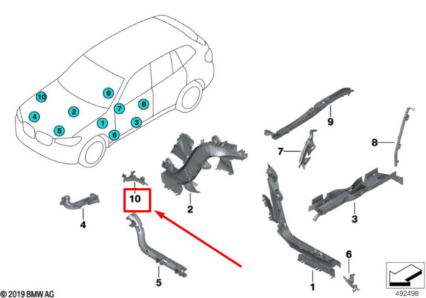 61136802121 - NEW BMW X4 G02 CABLE CHANNEL 61136802121 6802121 ORIGINAL