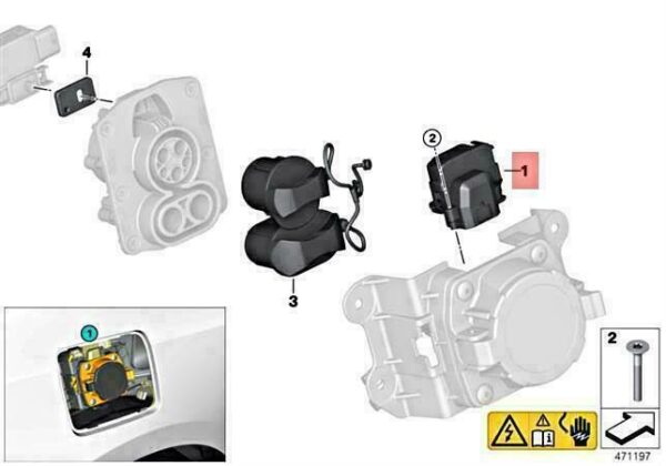 61136805424 - OEM BMW I I3 I3S I01 I3 120AH REX 60AH DRIVE CHARGE SOCKET LOCK 61136805424 NEW